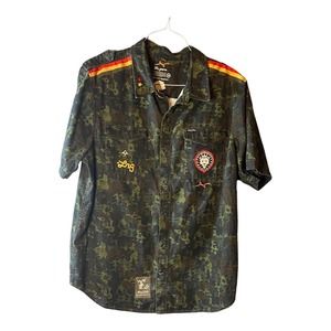 LR Geans Men's Camo XLarge Button-Down Short‎ sleeve Shirt